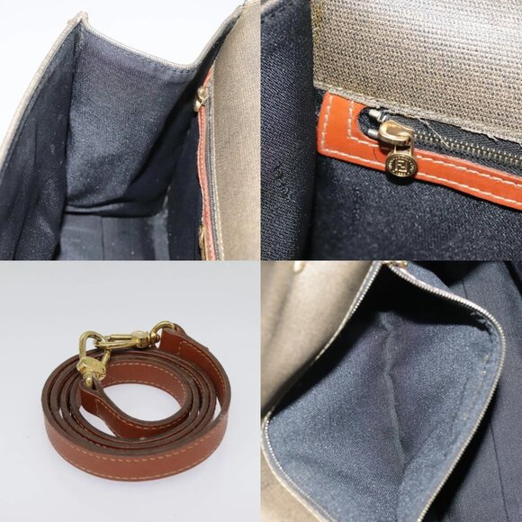 FENDI Hand Bag PVC 2way Gold Brown Auth 94029 - Picture 14 of 15